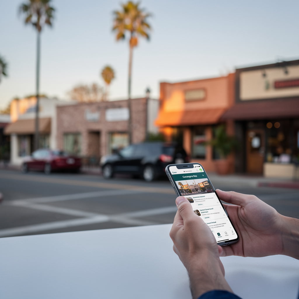 Historic street in Orange, CA, home of Growth, a local website development company helping small businesses get found online and win new clients
